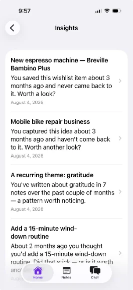 Note Recall — Insights screen